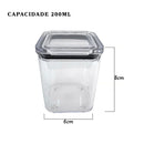 Kit Potes Herméticos Acrílico Cristal 200ml Empilháveis | Organizador de Alimentos com Vedação Premium